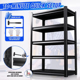 TXTDPL 59" W Storage Shelves, 5-Tier Garage Shelving, 3500 lbs Heavy Duty Garage Shelves, Adjustable Shelving Unit|Easy Assembly, for Workshop, Basement, Warehouse, 19.7" D x 59" W x 72" H, Black TXTDPL