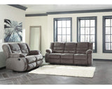 Signature Design by Ashley Tulen Modern Manual Pull Tab Reclining Loveseat, Dark Gray Signature Design by Ashley