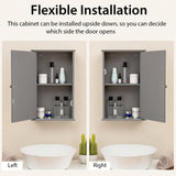 Tangkula Bathroom Medicine Cabinet with Mirror, Wall Mounted Single Mirror Door Storage Cabinet w/Adjustable Shelf, Wall Cabinet w/Reversible Door for Bathroom Living Room Hallway (Grey) Tangkula