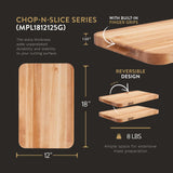 John Boos Boos Block Chop-N-Slice Series Reversible Wood Cutting Board with Integrated Finger Grips, 1.25-Inch Thickness, 18" x 12" x 1 1/4", Maple John Boos