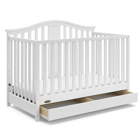 Graco Solano 4-in-1 Convertible Crib with Drawer Combo (White) – GREENGUARD Gold Certified, Includes Full-Size Nursery Storage Drawer, Converts to Toddler Bed and Full-Size Bed Graco