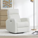 CHITA Genuine Leather Power Swivel Glider Recliner Chair, FSC Certified Double Layer Backrest Truck Armrest Recliner Chair Sofa for Living Room-White CHITA