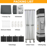 HOTEEL 10x20 Heavy Duty Pop Up Canopy Tent Outdoor Canopy Tents for Parties, Commercial Instant Waterproof Canopy Wedding Event Tent with Roller Bag, UV 50+Portable Shelter, Thick Hexagonal Legs, Grey Hoteel