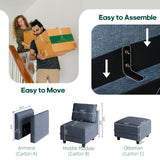 LLappuil Oversized Sectional Sofa Modular Couch with Storage, 10 Seater U Shaped Sectional Couches Set for Living Room, Denim Blue LLappuil