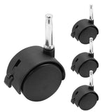 suiwotin 4pcs 2 Inch Swivel Caster Wheels, M8 Grip Neck Stem Caster Wheels with Brake, Heavy Duty Casters, Black Nylon Wheels Replacement for Furniture, Table, Cabinet, Shelf suiwotin