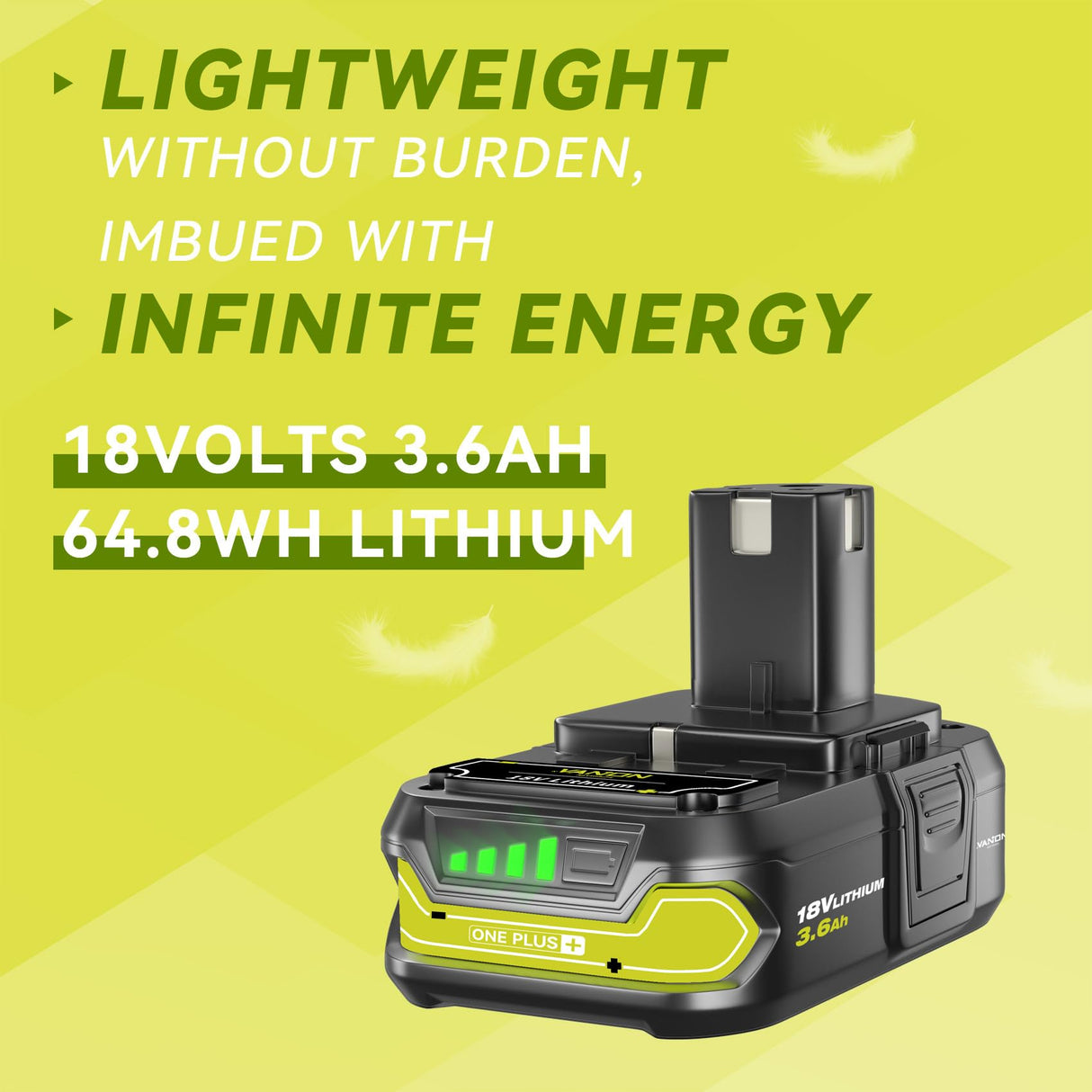 VANON 2Pack Replacement for Ryobi 18V Battery 3.6ah Batteries Replacement for Ryobi One 18V Cordless Tools P102 P107 P105 P104 P103 P108 VANON