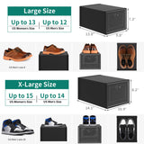 YITAHOME XL Shoe Storage Box, Set of 12 Shoe Storage Organizers Stackable Shoe Storage Box Rack Containers Drawers - Black-X-Large Size YITAHOME