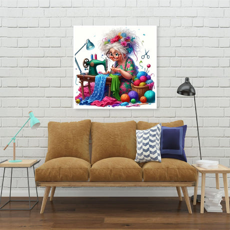 DIY Diamond Art Kits for Adults,Diamond Painting Kits for Adults,Simple Cartoon Grandma Full Drill Diamond Paintings for Beginners, 5D Paint with Diamonds Pictures Gem DIY Crafts Kits 14X14 Inch uuxsretaio