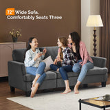 VINGLI Grey 83" Sofa Couches for Living Room, Faux Suede Modern Comfy 3 Seater Couch 25.6" Deep Seat Upholstery Cozy Sofas for Small Space, Bedroom, Apartment, Home Office VINGLI