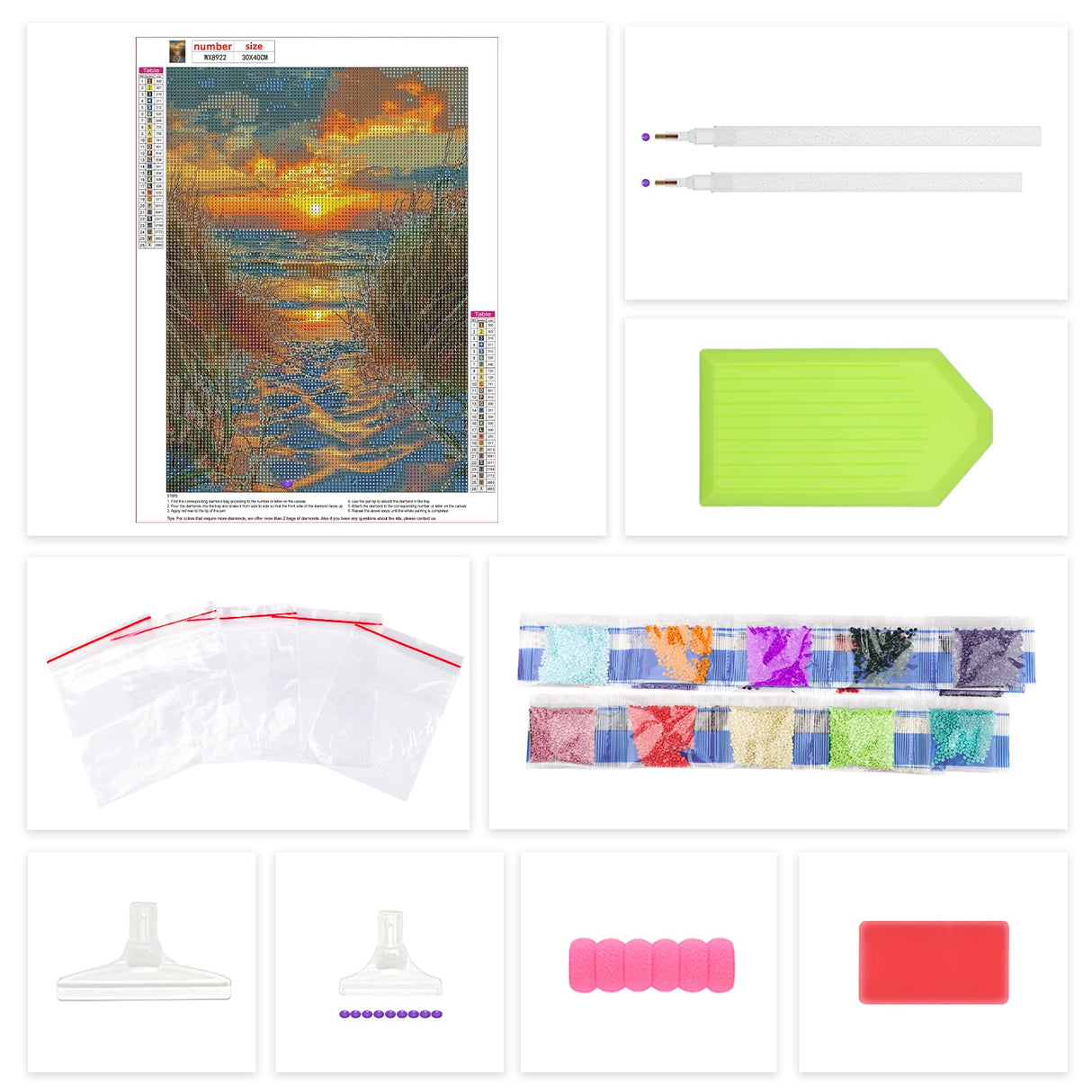 Lxmsja Beach Diamond Art Kits for Adults, Landscape DIY Full Drill Diamond Painting Kits for Beginners, 5D Gem Art Crafts for Adults, Home Wall Decor 12x16 inch Lxmsja