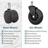 TICONN Office Chair Caster Wheels Set of 5 for Tile, Hardwood Floors and Carpets, Universal Fit for Most Chairs (Black) TICONN