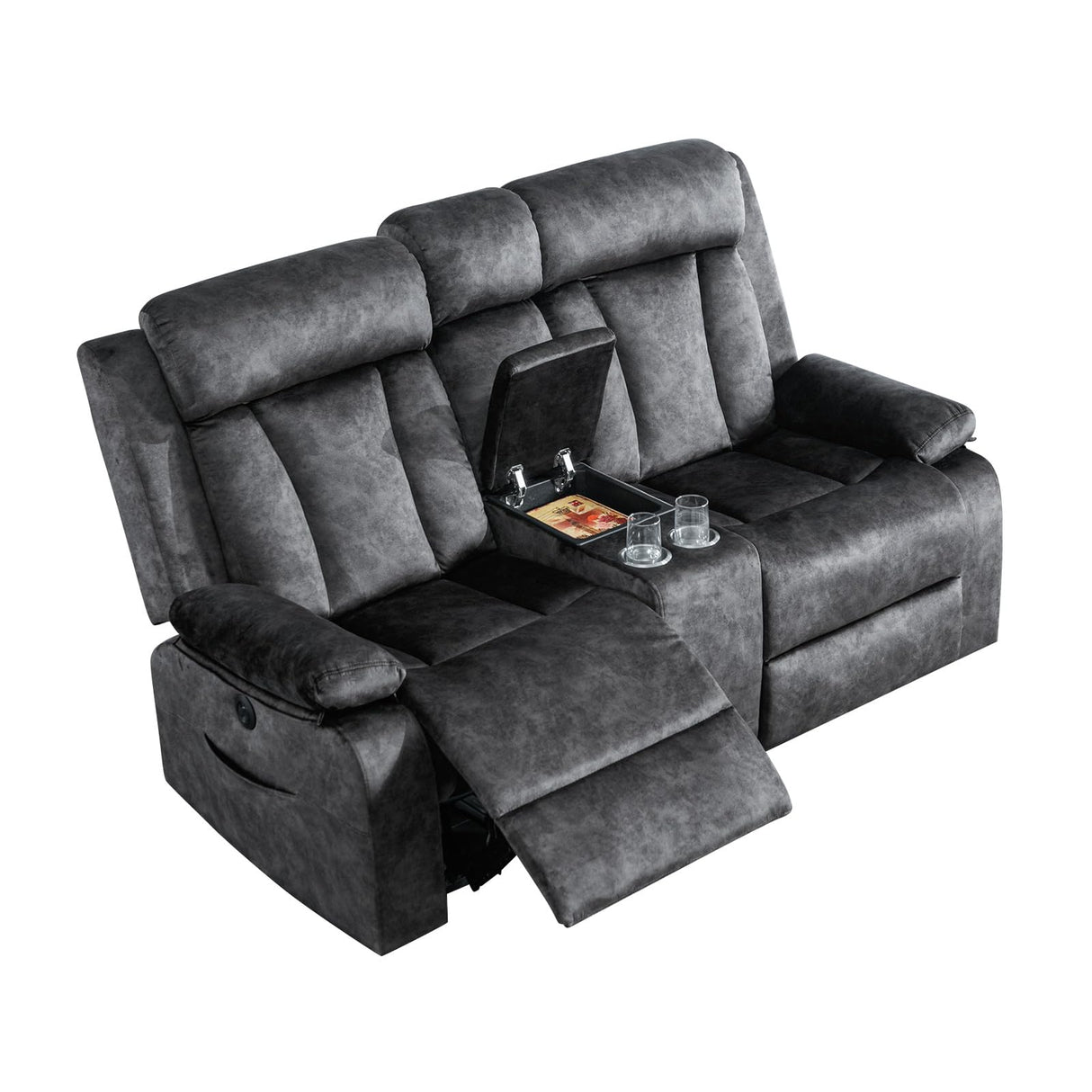 GUEAPY Reclining Loveseat-Power Reclining Loveseat with Console,Love Seat Recliner Sofa,Dual Reclining loveseat with Heat and Massage,Cup Holders, USB & Type-C Charge Ports,Pocket, for Living Room GUEAPY