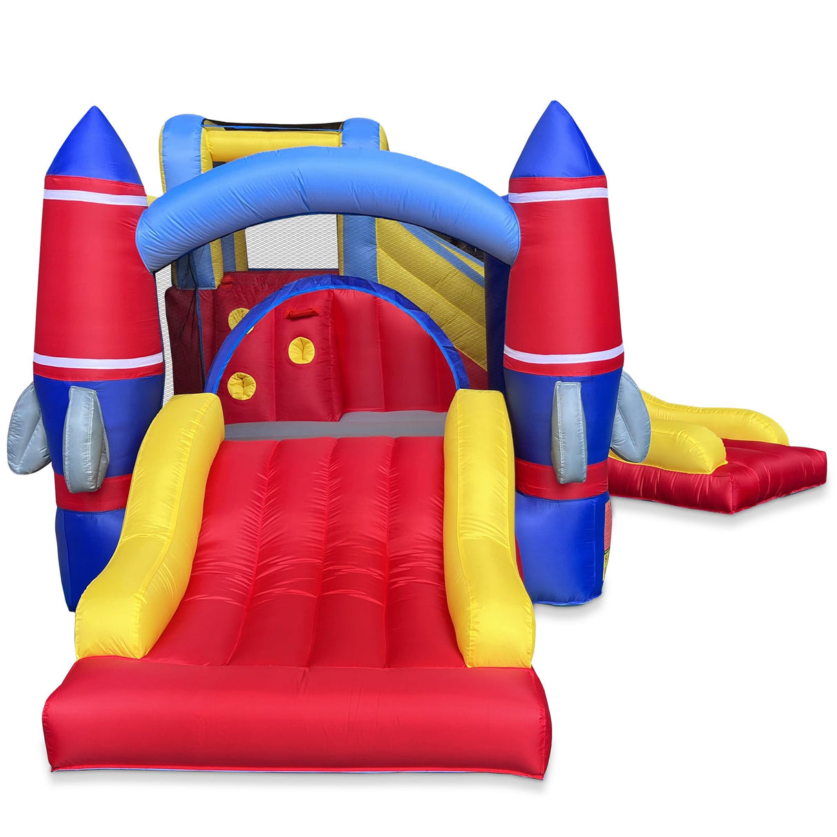 Cloud 9 Inflatable Rocket Bounce House with Blower, Bouncer for Kids with Two Slides and Large Jumping Area Cloud 9