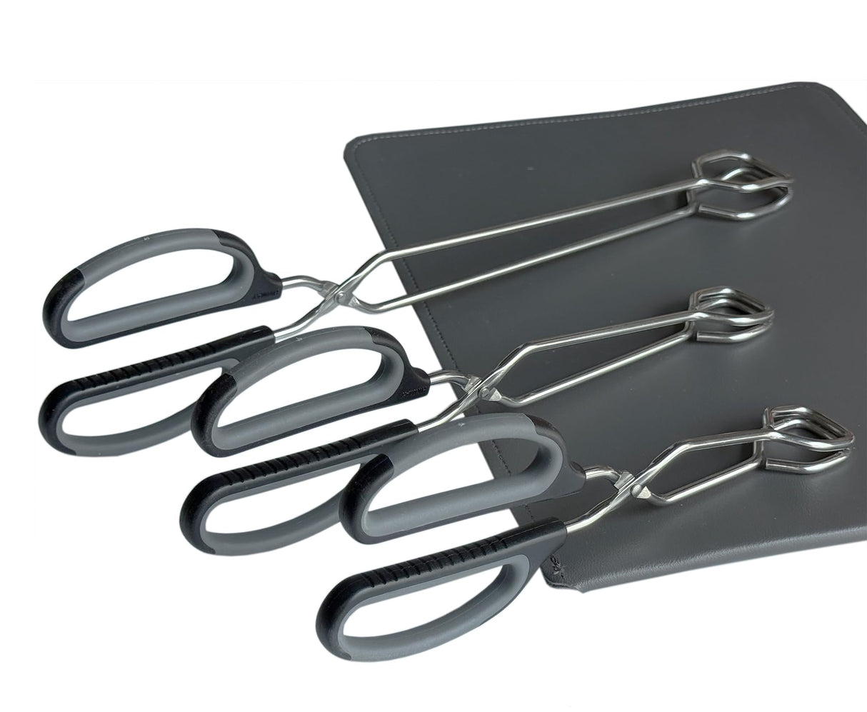 HINMAY Stainless Steel Scissor Tongs Cooking Tongs Set, Set of 3 (Black Handle, 10" 12" 16") HINMAY