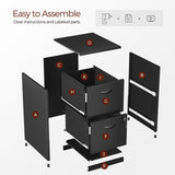 Kubohogar 2 Drawer File Cabinet with Lock,Black Metal Filing Cabinets,Vertical Locking File Cabinet Fit Hanging Files, Letter,File Box and A4 Documents (Black) Kubohogar