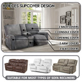 ULTICOR Reclining Loveseat with Middle Console Slipcover, 8-Piece Velvet Stretch Sofa Covers, 2 seat Loveseat Recliner Cover, Thick, Soft, Washable(Dark Grey) ULTICOR