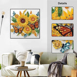 Stalente Diamond Painting Kits for Adults Sunflower, 5D Special Shape Diamond Art Kits for Beginners, Crystal Rhinestones Diamond Painting for Home Wall Decoration Gift 12×12inch, Butterfly Stalente