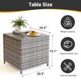 UDPATIO Outdoor Wicker Side Table with Storage Set of 2 Patio Rattan End Table Small Resin Square Container Coffee Table Backyard Pool for Furniture Covers, Toys and Gardening Tools (Grey) UDPATIO