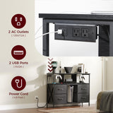 MAHANCRIS Dresser TV Stand, Entertainment Center with Power Outlets and LED Light, Media Console Table with Drawers and Open Shelves, Chest of Drawers for 50'' TV, for Living Room, Black TVHB110E01 MAHANCRIS