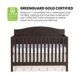 Oxford Baby Nolan 4-in-1 Convertible Baby Crib, Espresso Brown, GreenGuard Gold Certified Oxford Baby