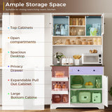 Hasuit 71.6" Tall Kitchen Pantry Storage Cabinet, Modern Kitchen Hutch Cabinet with Doors and Shelves, Freestanding Food Pantry with Large Storage Drawer for Dining Room, Living Room, White Hasuit