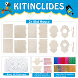 Kids Crafts for Ages 6-14, 2 Pack Montessori Bird House/Foil/Wind Chime/Stickers, Genius Designer DIY Birdhouse Wooden Art Set, Idea Birthday for Girl Boy Children 6 7 8 9 10 Year Old Jamboa