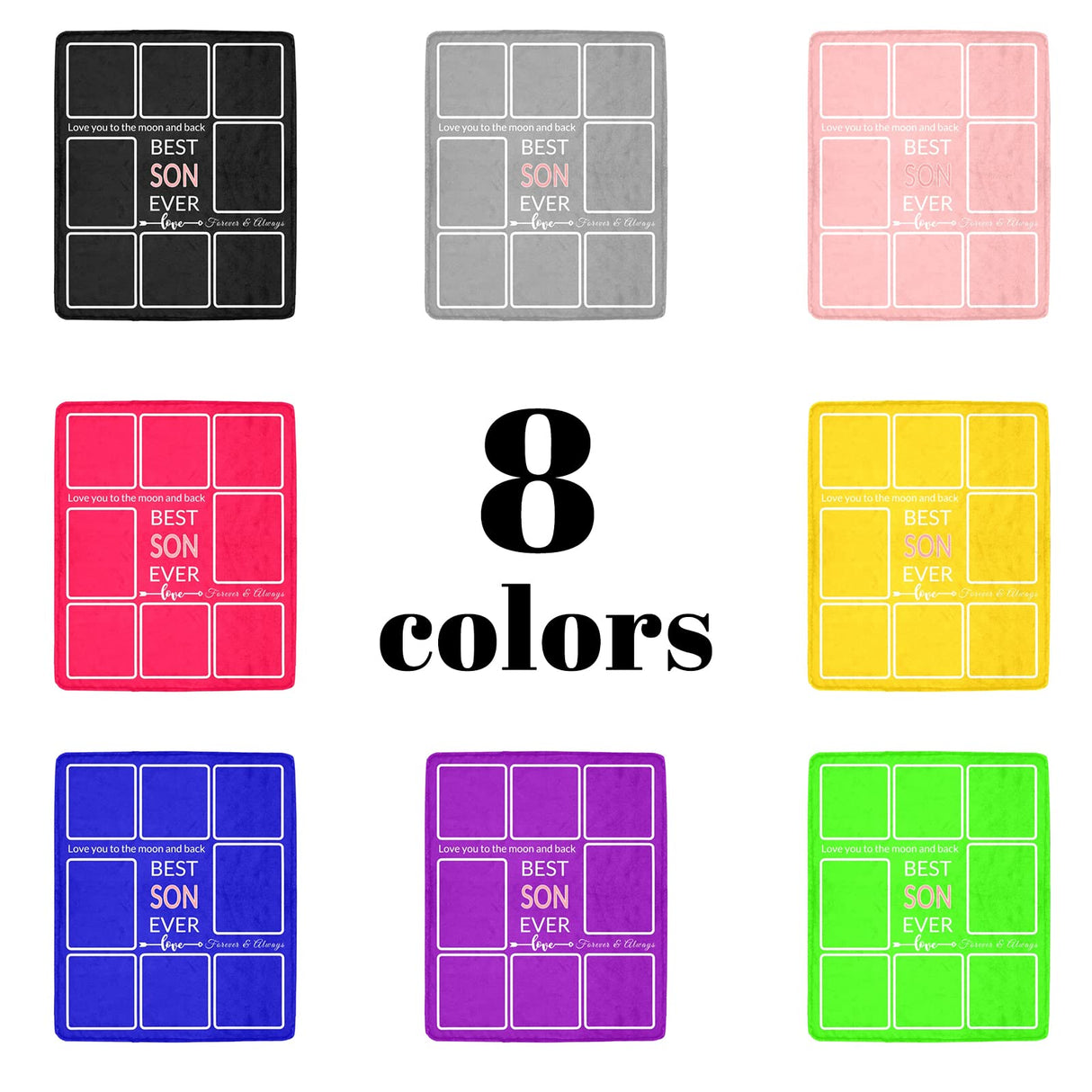 SHIYEL Gifts for Son Customized Blanket with Photo, Make a Personalized to My Son Blankets with Picture Custom Memories Souvenir Sublimation Throw Blanket for Best Son Ever, 8 Collage Made in USA SHIYEL