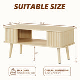 LAZZO Coffee Table with Storage Center Table for Living Room Rectangle Coffee Table with Rounded Edges,Easy Assembly, Natural Wood LAZZO