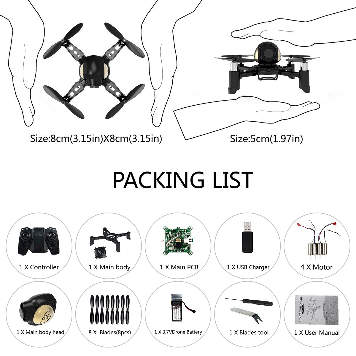 REMOKING R605 RC DIY Drone Toys Mini Racing Quadcopter Headless Mode 2.4GHz 360°flip 4 Channels Altitude Hold Indoor and Outdoor Game Educational Building Toy Science Kit for Kids and Adults REMOKING