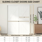 JUBEST 60"(Double 31") x80" Sliding Closet Door, K Style MDF Bypass Closet Door with Hardware Kit & Matching Fascia, Preassembled Solid Wood Slab with Water-Proof PVC Surface, Easy to Install, White JUBEST
