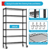 Hodonas 2300LBS Wire Shelving Unit, 36"W x 14"D x 75"H Metal Standing Shelf Units with Wheels / Leveling Feet, 6 Tier, Adjustable, Heavy Duty, and NSF Storage Shelves, Rolling Metal Shelving Wire Rack Hodonas
