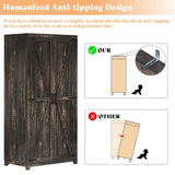 AMERLIFE Farmhouse Armoire Wardrobe Closet with 2 Barn Doors, 71'' Storage Cabinet with Hanging Rod & Shelf, Versatile Clothing Storage for Bedroom, Black Walnut AMERLIFE