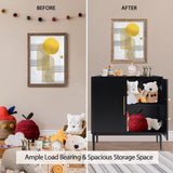 Vrullu Modern Storage Cabinet, Free Standing Buffet Cabinet, Black Sideboard and Buffet Storage, Wood Accent Cabinet for Living Room, Hallway, Entryway, Dining Room, Bedroom (1, Black) Vrullu