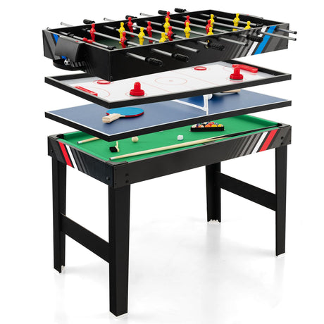 Giantex 4-in-1 Multi Game Table, 49 Inch Combination Game Tables with Adult Size Foosball Table, Slide Hockey Table, Ping Pong Table, Pool Table, Combo Game Table Set for Indoor Home, Game Room Giantex