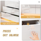 Anbuy White 6 Drawer Double Dresser with LED Light, Modern Dresser with High Gloss Drawers Dual Chest of Drawers Black Dresser for Bedroom with Lights (White) Anbuy