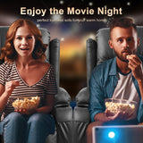 IPKIG Power Recliner Chair with Led Light - Faux Leather Overstuffed Home Theater Recliner w/Massage Heat/Lumbar Pillow/USB Port/Cup Holders/Side Pockets, Movie Gaming Reclining Chair (2 Sets, Black) IPKIG