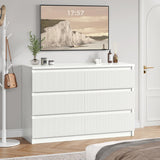 Jocoevol 6 Drawer Dresser, Fluted Dresser for Bedroom with Sleek Hidden Handles, Bedroom Dressers with Drawers, Wood Closet Clothes Storage Organizer for Bedroom, Pure White Jocoevol