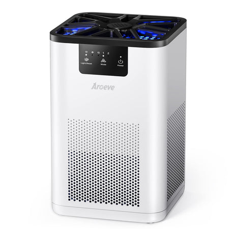 AROEVE Air Purifiers for Bedroom Air Purifier With Aromatherapy Function For Pet Smoke Pollen Dander Hair Smell 20dB Air Cleaner For Bedroom Office Living Room, MK06- White(Available for California) AROEVE