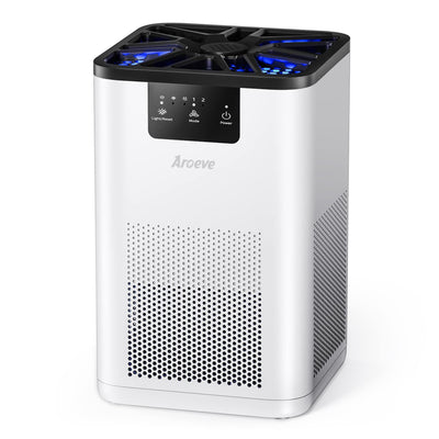 AROEVE Air Purifiers for Bedroom Air Purifier With Aromatherapy Function For Pet Smoke Pollen Dander Hair Smell 20dB Air Cleaner For Bedroom Office Living Room, MK06- White(Available for California)