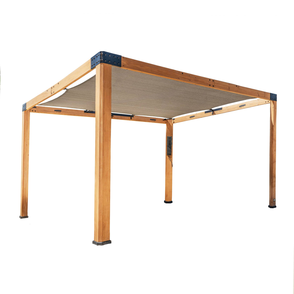 Backyard Discovery Brendan 12' x 10' Modern Cedar Wood Pergola Kit with Heavy-Duty Sun Shade Sail Screen Canopy, PowerPort, High-Wind Rating for Outdoor Patio, Garden, Deck, and Entertaining Backyard Discovery