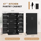 Shintenchi Kitchen Pantry Cabinet,5 - Layer Storage Cupboard with Adjustable Shelves for Organizing and Storing Food Items,47'' Versatile Buffet Sideboard for Kitchen, Bathroom and Laundry,Black Shintenchi