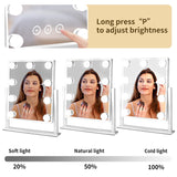 NUSVAN Vanity Mirror with Lights, Makeup Mirror with Lights,3 Color Lighting Modes Detachable 10X Magnification Mirror Touch Control,360°Rotation, White. NUSVAN