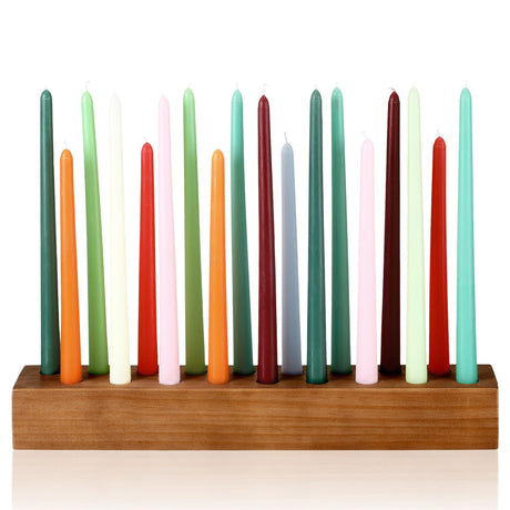 Mumufy Wood Taper Candle Holders for Table Centerpiece Giant Wooden Birthday Party Candlestick Farmhouse Candle Holders Decorations for Wedding Anniversary Desktop, 18in (Dark Brown) Mumufy