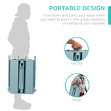 Best Choice Products French Easel, 32pc Beginners Kit Portable Wooden Folding Adjustable Sketch Box Artist Tripod for Painting, Drawing w/Acrylic Paints, Brushes, Canvases, Palettes - Blue Best Choice Products