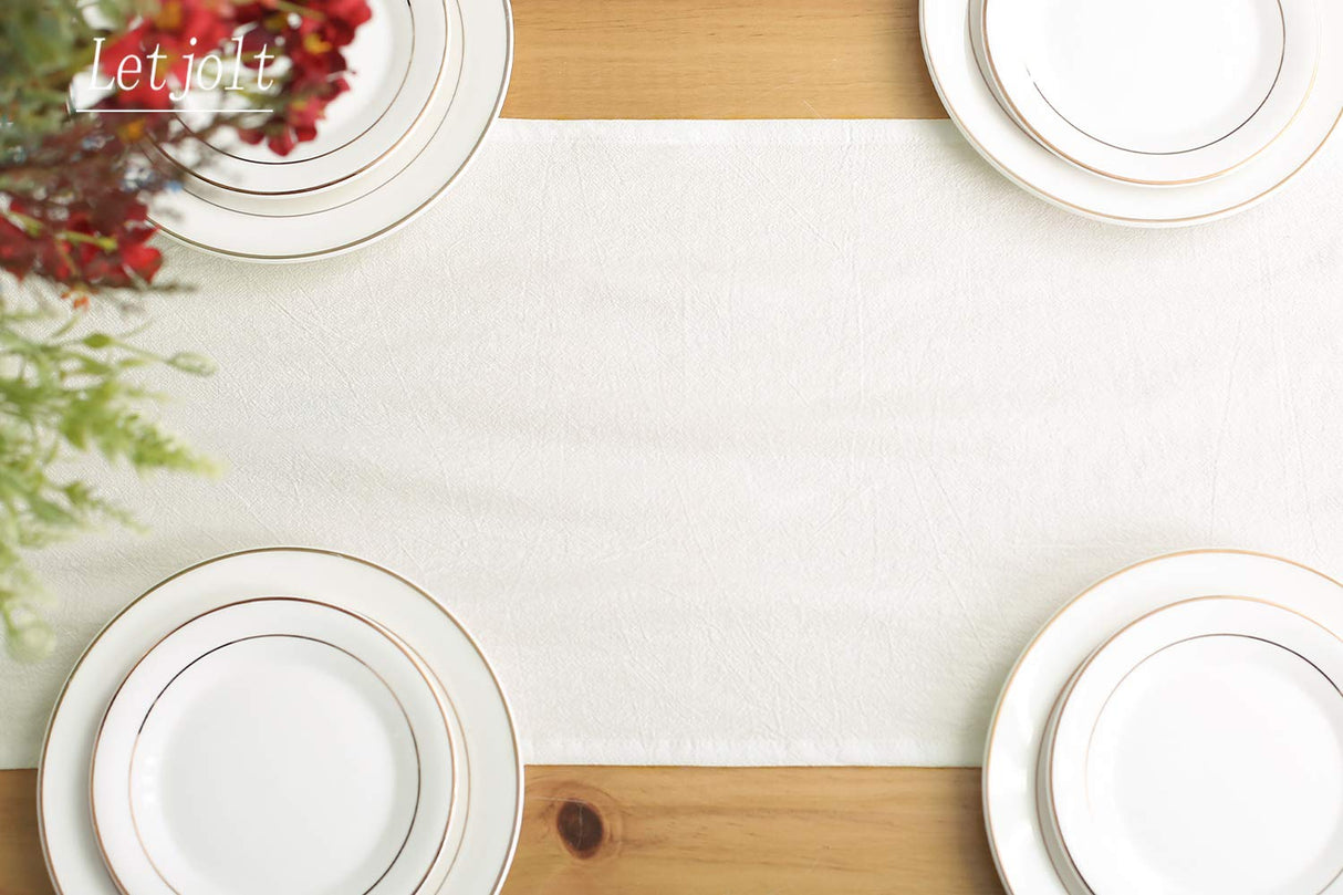 Letjolt White Table Runner 72 Inches Long Rustic Table Runner Cotton Table Runner Plain Table Runner Letjolt
