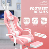 Ferghana Kawaii Pink Gaming Chair with Bunny Ears, Ergonomic Cute Gamer Chair with Footrest and Massage, Racing Reclining Home Computer Game Chair for Girls Adults Teens Kids Ferghana