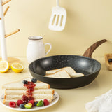 Vkoocy Pots and Pans Set Non Stick, Ceramic Cookware Set with Granite Pattern Kitchen Cooking Sets Induction Pot and Pan w/Frying Pans, Saucepans, Casserole, Non-Toxic, PTFE/PFOA/PFOS-Free, Black vkoocy