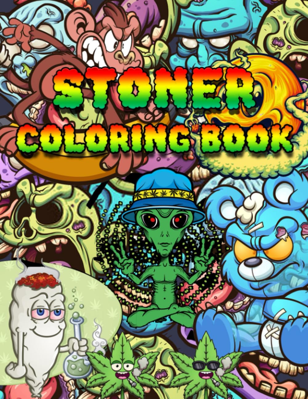 Getting High Coloring Page Stoner Coloring Book For Adults: Funny Weed Coloring Pages With Many ...