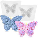 2Pcs Flower Butterfly Silicone Molds, Floral Butterfly Candle Molds Epoxy Resin Molds for Candle Making Clay Plaster Soap Mold Silicone Mold for DIY Scented Candles Polymer Clay Craft Plaster AHQiZFX
