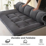 Thick Mattress Topper Twin Size - Non-Slip Mattress Pad Cover for Back Pain Breathable Folding Sleeping Pad Machine Washable Mattress Protector (39x75 inch,Black) Reberyle